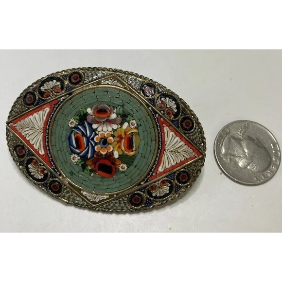 One Of A Kind Micro-mosaic Hair Barrette Or Broach  Antique main image 7
